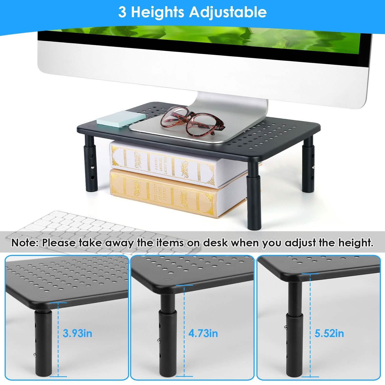 Adjustable Monitor Stand Riser Three Height Desk Organizer