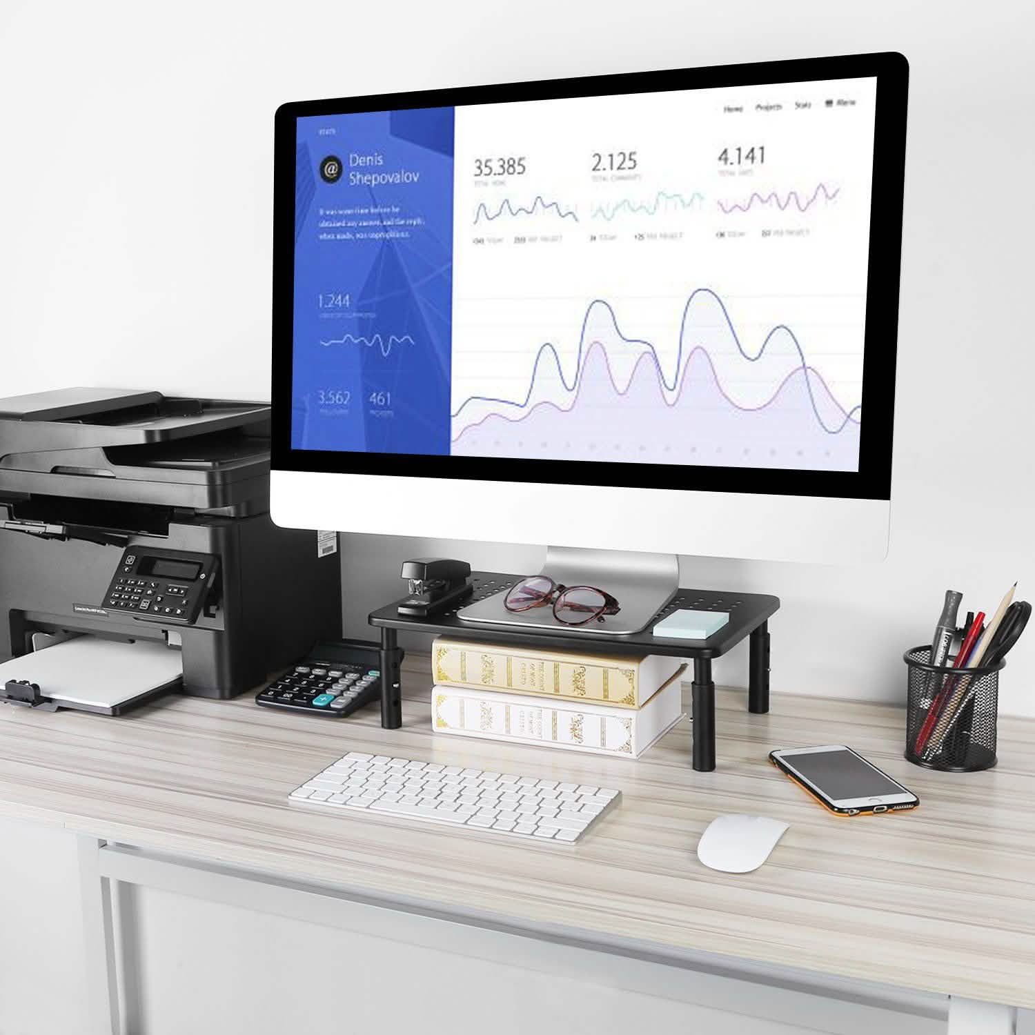 Adjustable Monitor Stand Riser Three Height Desk Organizer