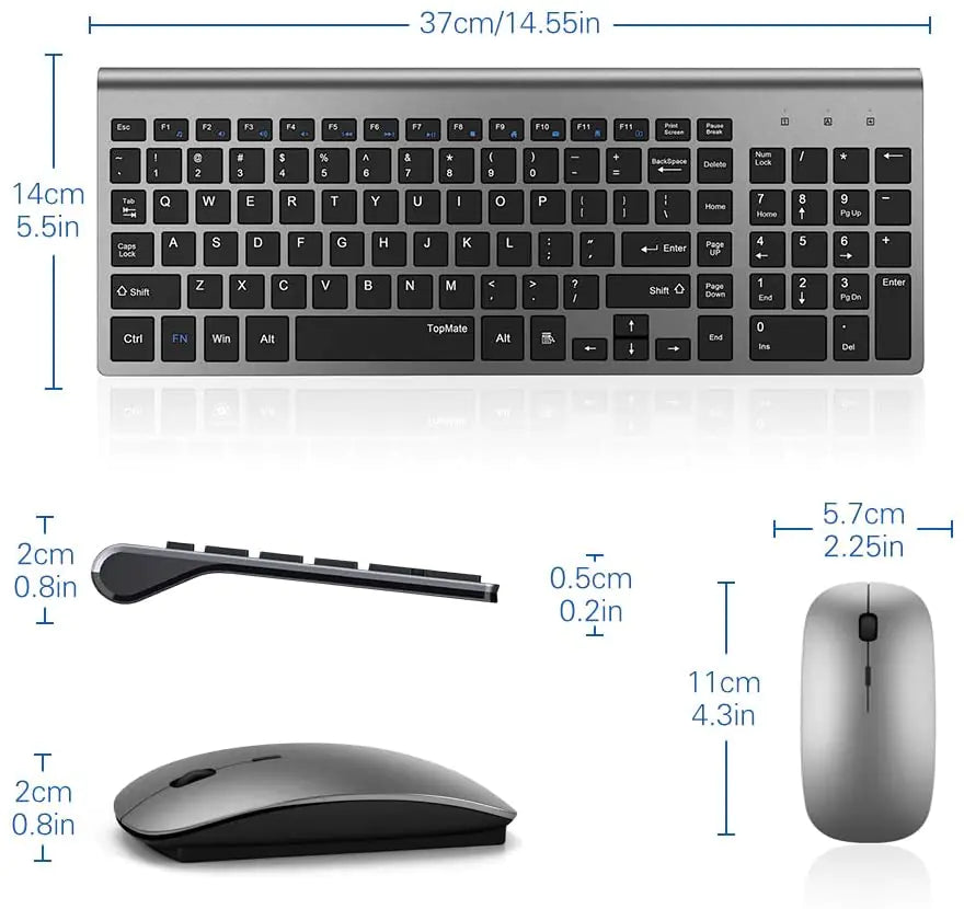 Wireless Keyboard and Ergonomic Mouse Combo Set