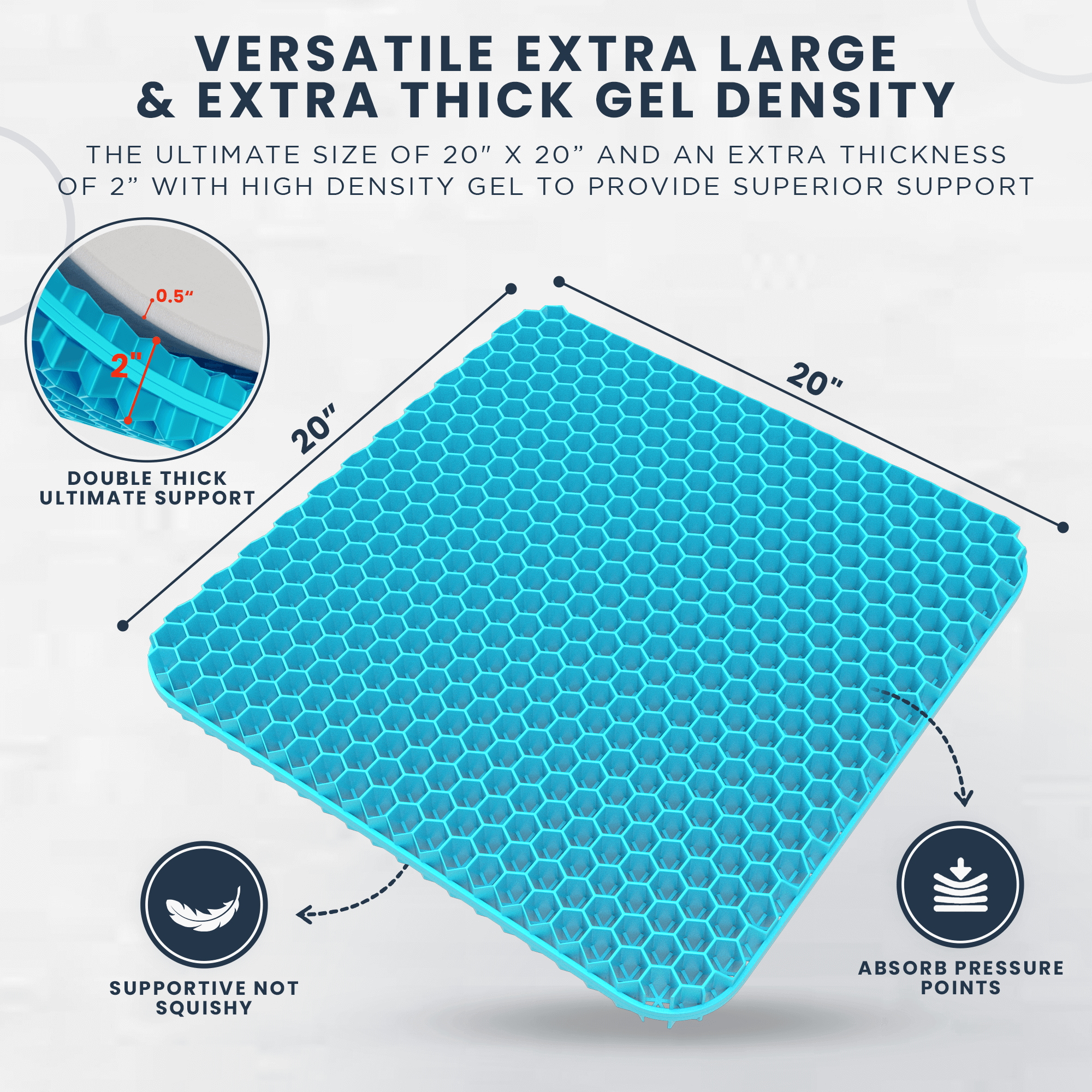 XL Gel Seat Cushion for Office Car Chairs